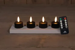 Anna's Collection LED waxinelicht met afstandsbediening zwart D 3,8 H 5 cm 4 stuks