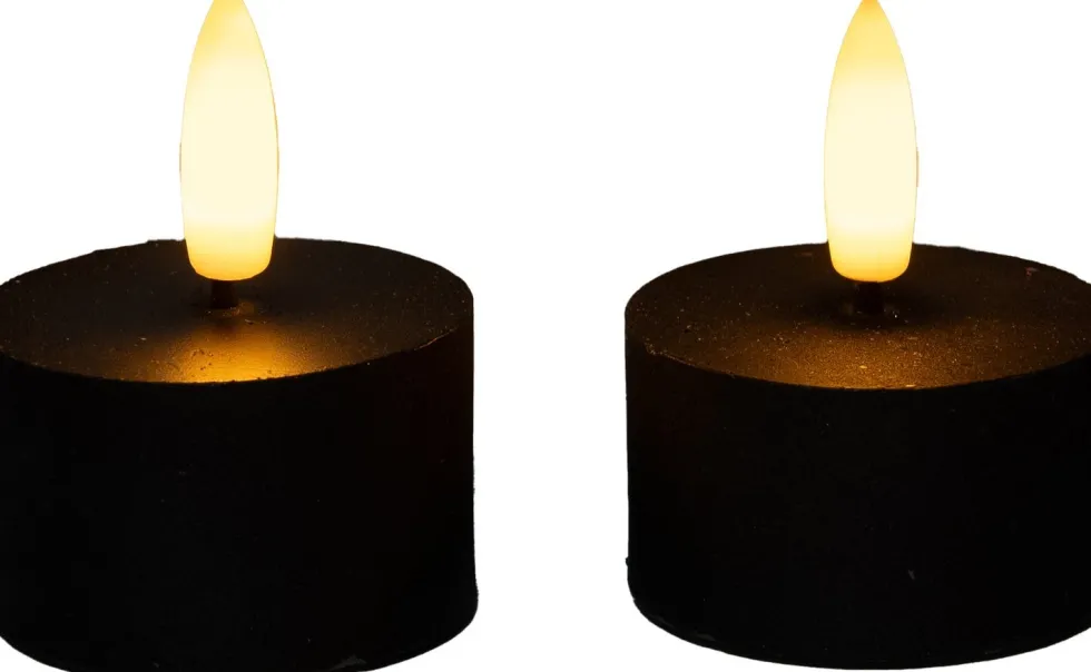 Anna's Collection LED waxinelicht met timer zwart D 4 H 5 cm 2 stuks