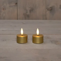 Anna's Collection LED waxinelicht met timer goud D 4 H 5 cm 2 stuks