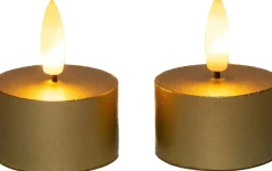 Anna's Collection LED waxinelicht met timer goud D 4 H 5 cm 2 stuks