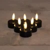 Anna's Collection LED waxinelicht zwart D 3,5 H 1,5 cm 6 stuks