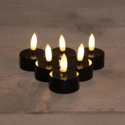Anna's Collection LED waxinelicht zwart D 3,5 H 1,5 cm 6 stuks