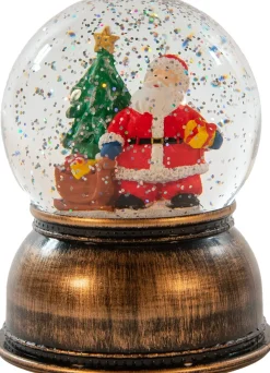 Anna's Collection sneeuwbol kerstman bruin 11 x 11 x 14 cm