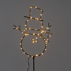 Anna's Collection tuinsteker sneeuwpop met verlichting 100 cm