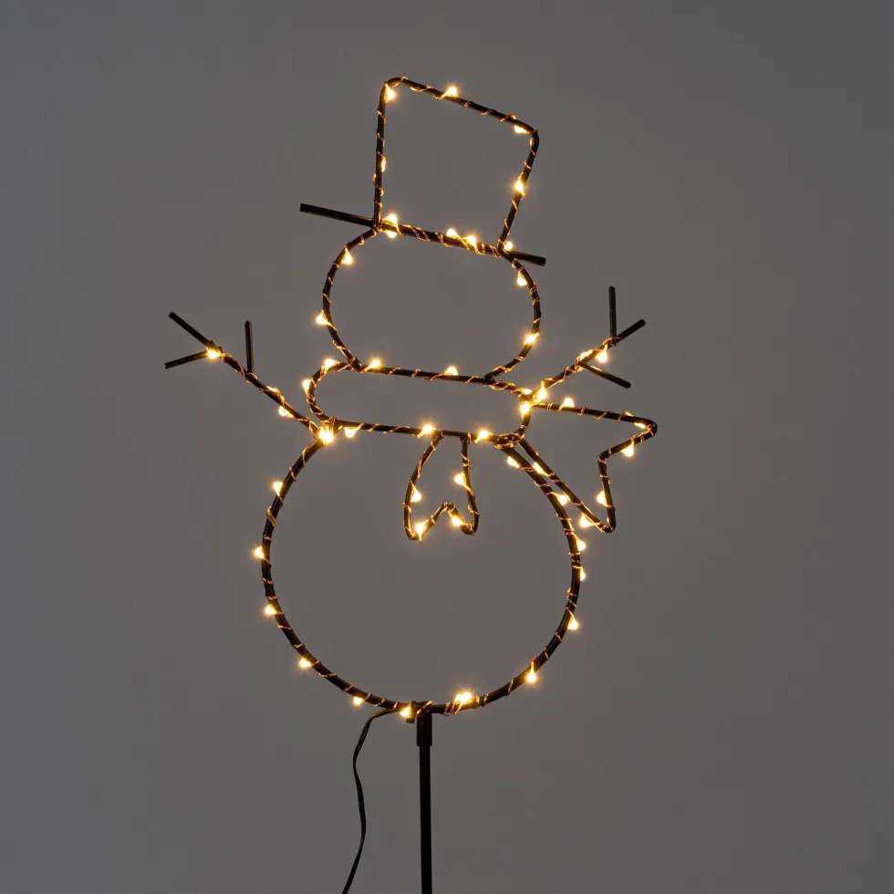Anna's Collection tuinsteker sneeuwpop met verlichting 100 cm