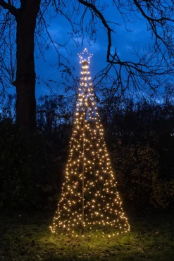 Anna's Collection vlaggenmast kerstboom met paal met 480 lampjes classic warm H 3,2 m