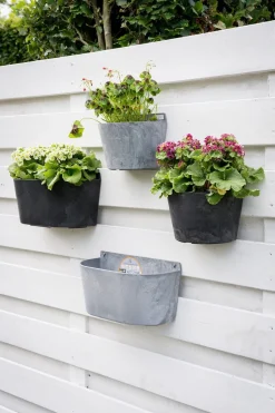 Artstone muur bloempot Claire zwart 24 x 16 x 18 cm