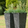 Artstone plantenbak Ella 35 x 35 x 70 cm zwart