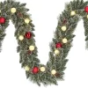 Black Box guirlande Kaprun besneeuwd bollen rood met 20 lampjes warm wit 270 cm