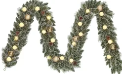Black Box guirlande Kaprun besneeuwd bollen goud met 20 lampjes warm wit 270 cm