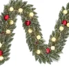 Black Box guirlande Kaprun besneeuwd bollen rood met 15 lampjes warm wit 180 cm