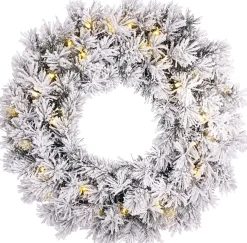 Black Box kerstkrans Dinsmore D 60 cm wit mit 30 lampjes warm wit