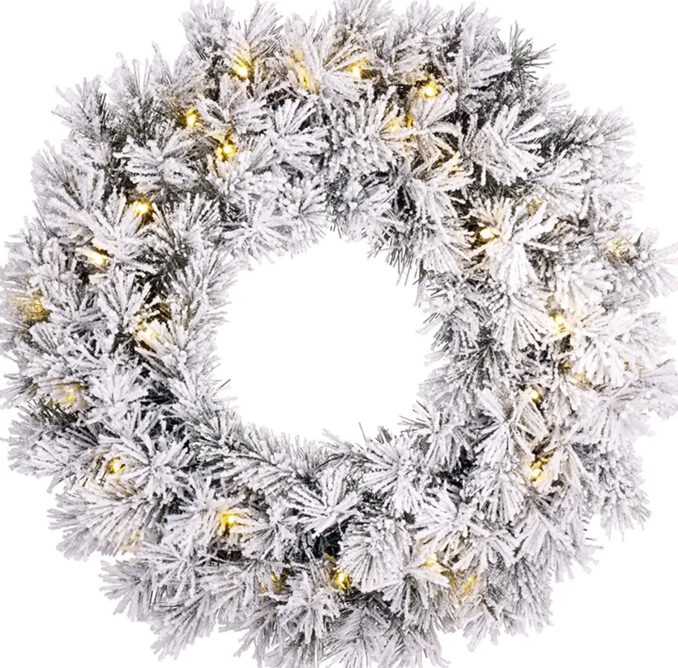 Black Box kerstkrans Dinsmore D 60 cm wit mit 30 lampjes warm wit
