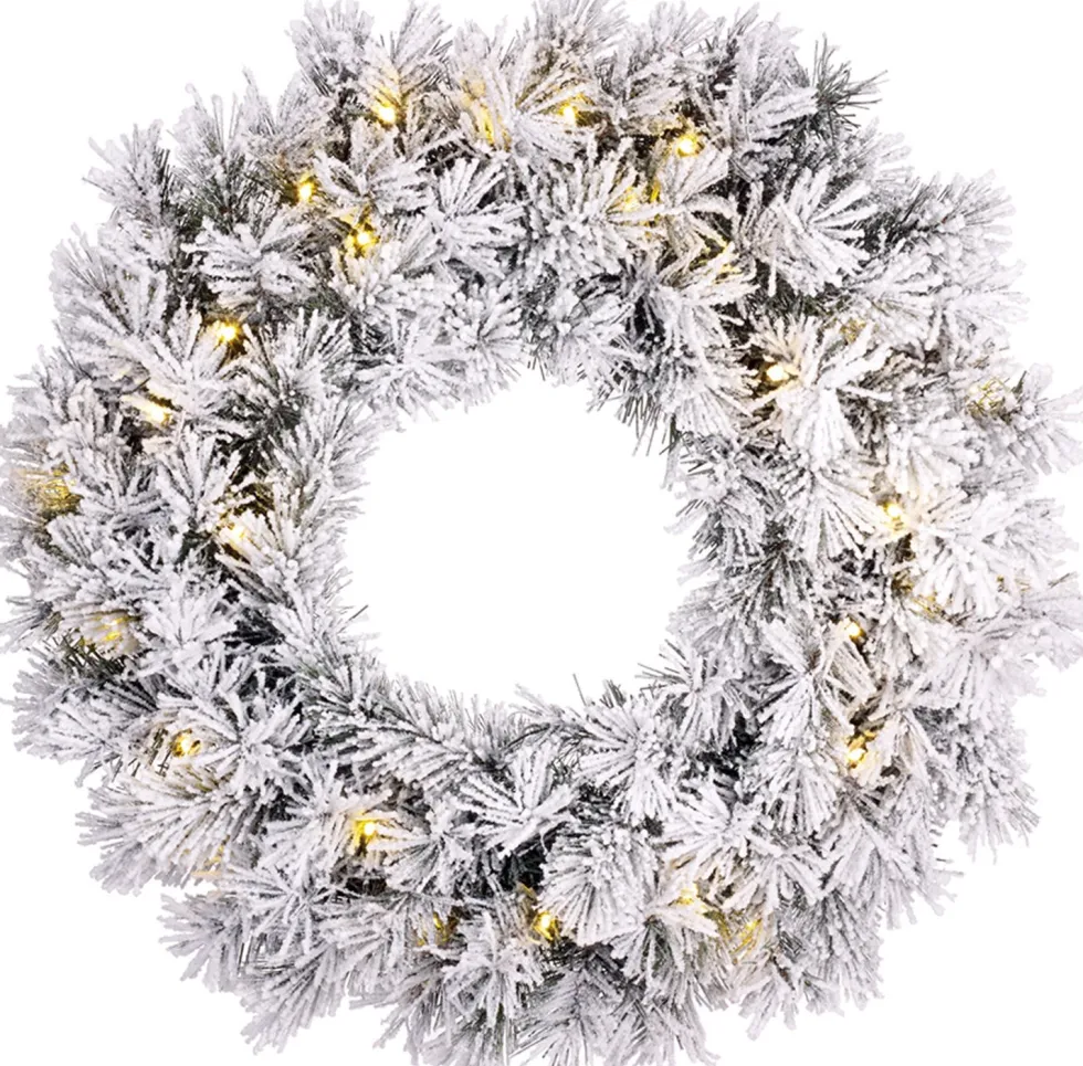 Black Box kerstkrans Dinsmore D 45 cm wit mit 20 lampjes warm wit