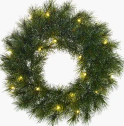 Black Box kerstkrans Glendon besneeuwd met LED verlichting D 45 cm