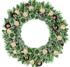 Black Box kerstkrans Kaprun kerstballen met 15 lampjes warm wit D 60 H 10 cm