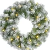 Black Box kerstkrans Norton D 45 cm groen / wit met 20 lampjes warm wit