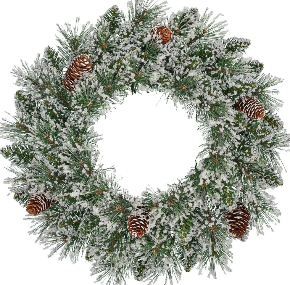 Black Box kerstkrans Vandans besneeuwd D 45 H 15 cm