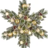 Black Box kerstster Kaprun besneeuwd ster bollen zilver met verlichting D 60 H 15 cm