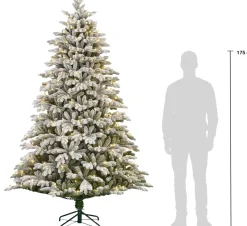 Black Box kunstkerstboom Asbury besneeuwd met lampjes warm wit D 145 H 230 cm