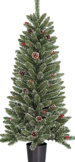 Black Box kunstkerstboom Creston besneeuwd dennenappels in pot D 60 H 120 cm