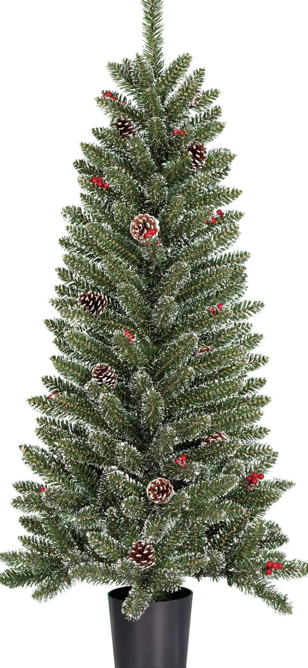 Black Box kunstkerstboom Creston besneeuwd dennenappels in pot D 60 H 120 cm