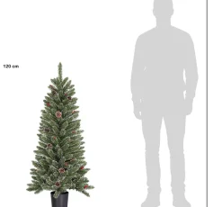 Black Box kunstkerstboom Creston besneeuwd dennenappels in pot D 60 H 120 cm