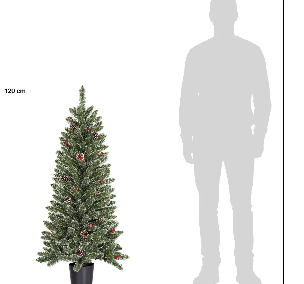 Black Box kunstkerstboom Creston besneeuwd dennenappels in pot D 60 H 120 cm