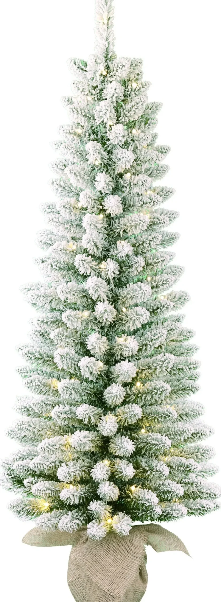 Black Box kunstkerstboom Gerlos besneeuwd op jute voet met 80 lampjes warm wit D 57 H 150 cm