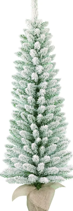 Black Box kunstkerstboom Gerlos besneeuwd op jute voet D 57 H 150 cm