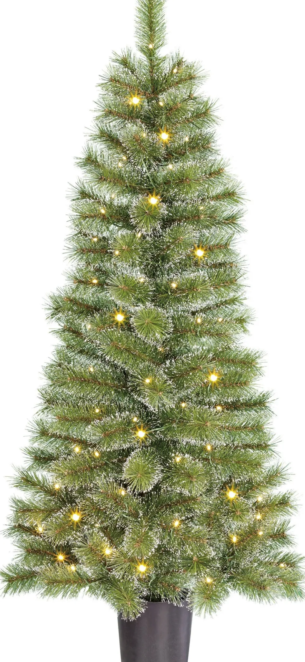 Black Box kunstkerstboom Glendon besneeuwd met 60 lampjes warm wit D 60 H 120 cm