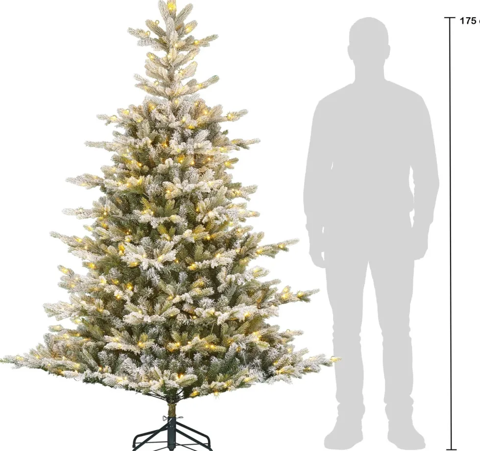 Black Box kunstkerstboom Grand Fir besneeuwd met 400 lampjes warm wit D 132 H 185 cm