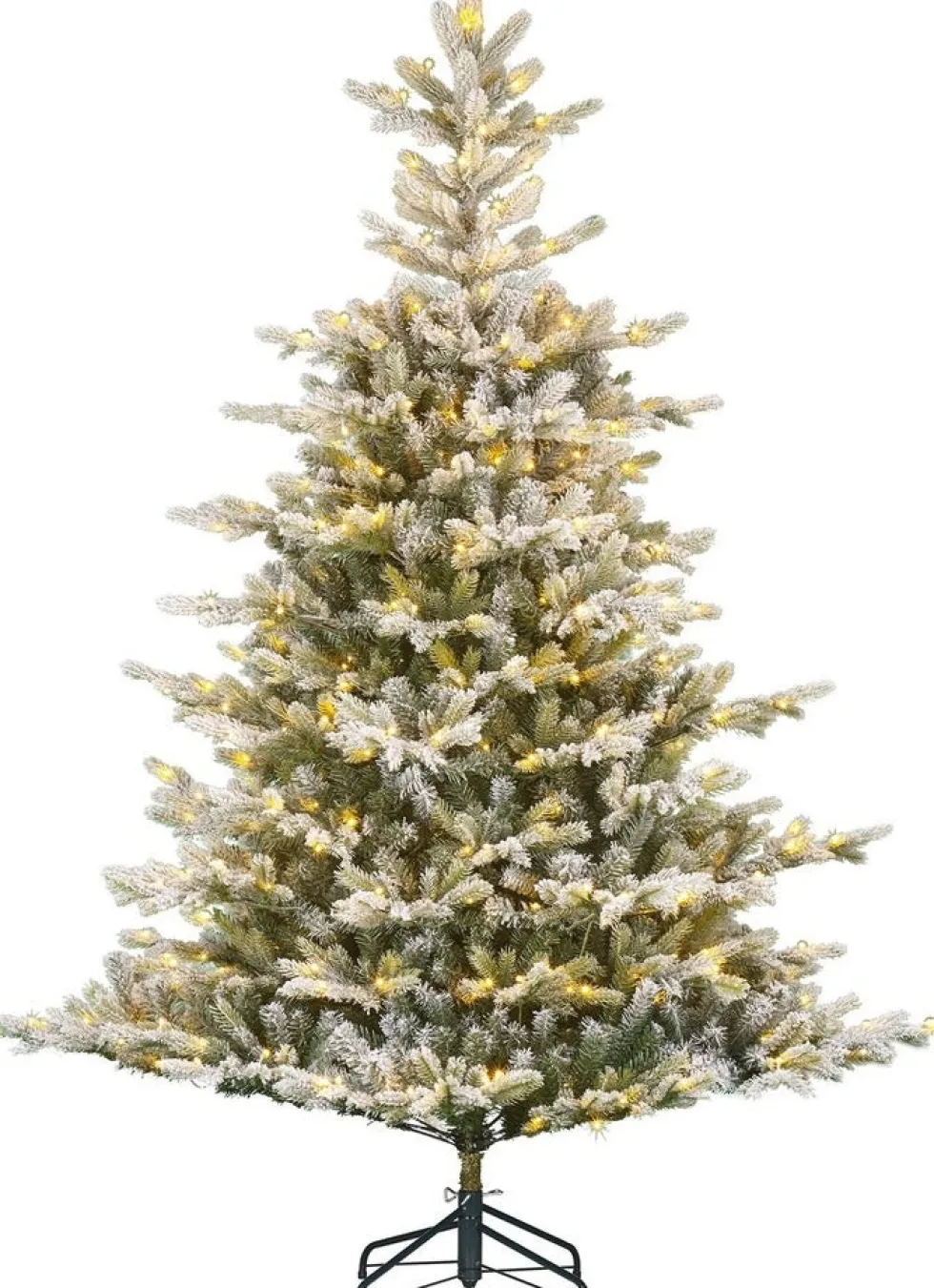 Black Box kunstkerstboom Grand Fir besneeuwd met 300 lampjes warm wit D 112 H 155 cm