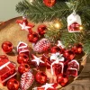 Black Box kunstkerstboom Joy versiering rood met 30 lampjes warm wit D 50 H 90 cm