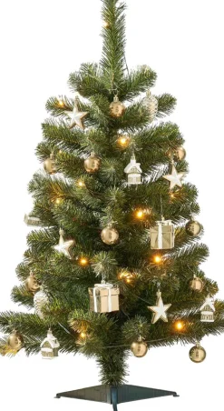 Black Box kunstkerstboom Joy versiering goud met 30 lampjes warm wit D 50 H 90 cm