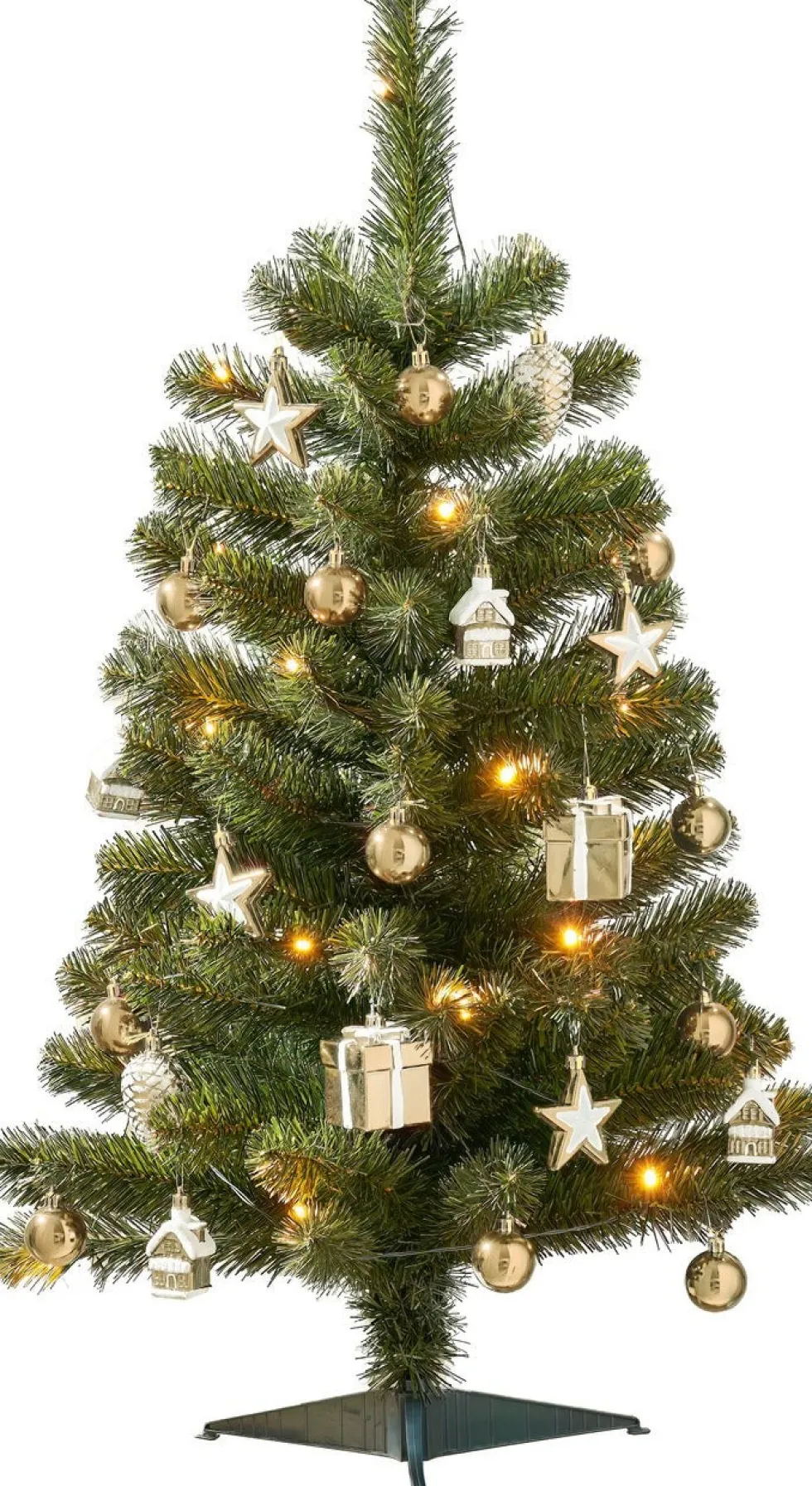 Black Box kunstkerstboom Joy versiering goud met 30 lampjes warm wit D 50 H 90 cm