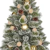 Black Box kunstkerstboom Kaprun besneeuwd goud kerstballen in pot met 20 lampjes warm wit D 51 H 90 cm