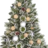Black Box kunstkerstboom Kaprun besneeuwd zilver kerstballen in pot met 20 lampjes warm wit D 51 H 90 cm