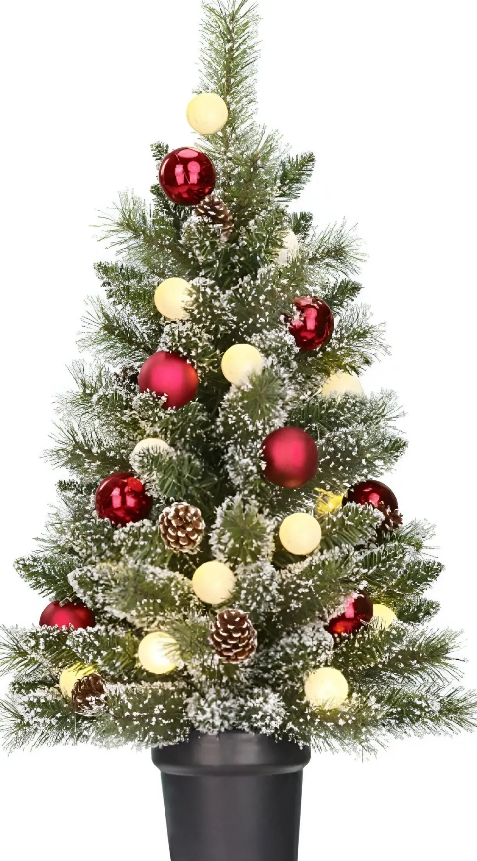 Black Box kunstkerstboom Kaprun kerstbal rood met 20 lampjes warm wit D 51 H 90 cm