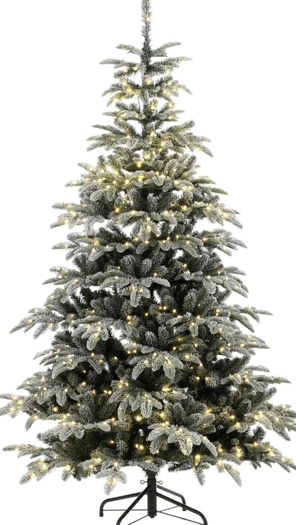 Black Box kunstkerstboom Nordmann besneeuwd met 800 lampjes warm wit D 129 H 215 cm