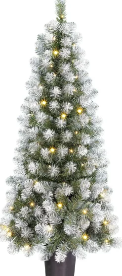 Black Box kunstkerstboom Norton besneeuwd met 60 lampjes warm wit D 60 H 120 cm