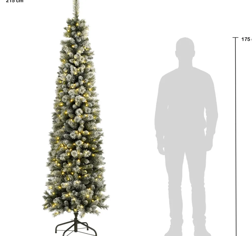 Black Box kunstkerstboom Pencil Deluxe besneeuwd met 350 lampjes warm wit D 71 H 215 cm