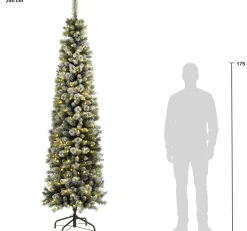 Black Box kunstkerstboom Pencil Deluxe besneeuwd met 400 lampjes warm wit D 76 H 240 cm