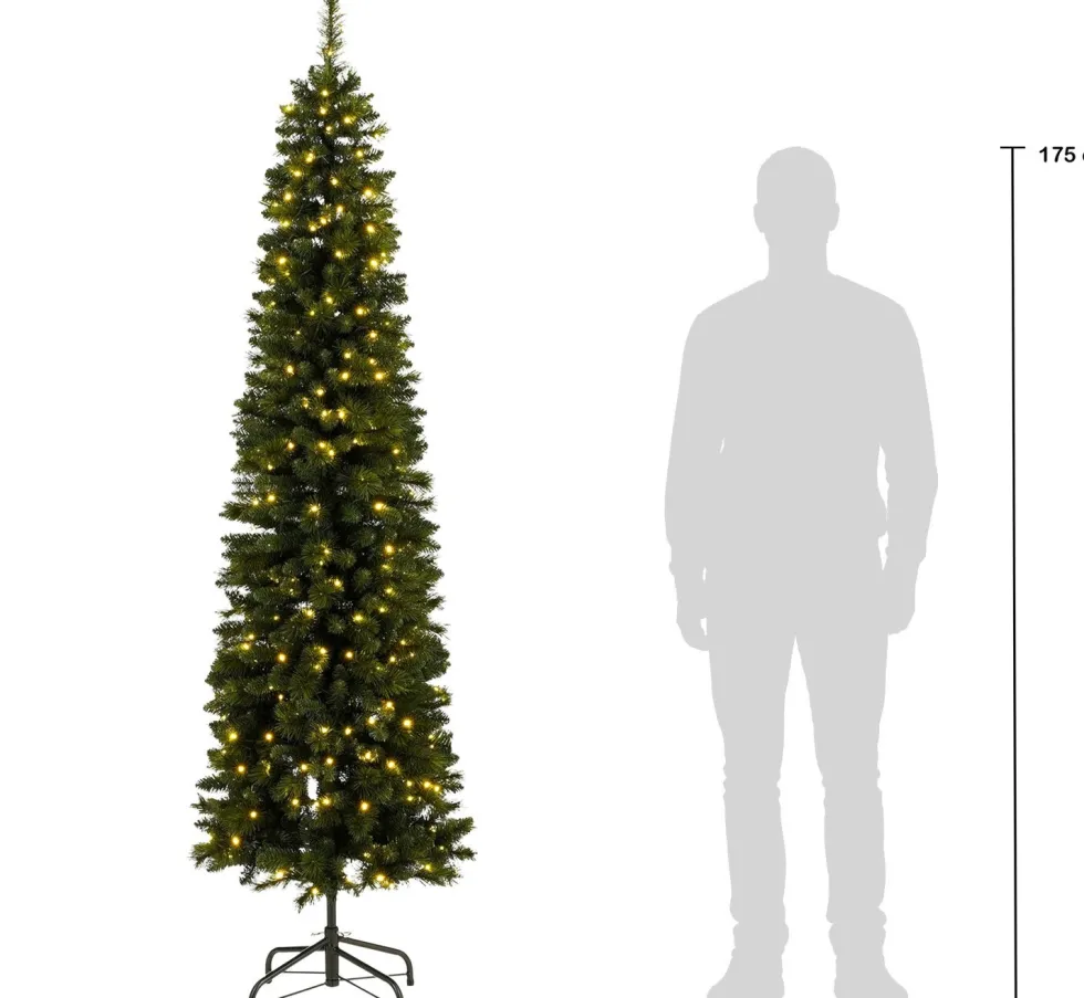 Black Box kunstkerstboom Pencil Deluxe met 350 lampjes warm wit D 71 H 215 cm