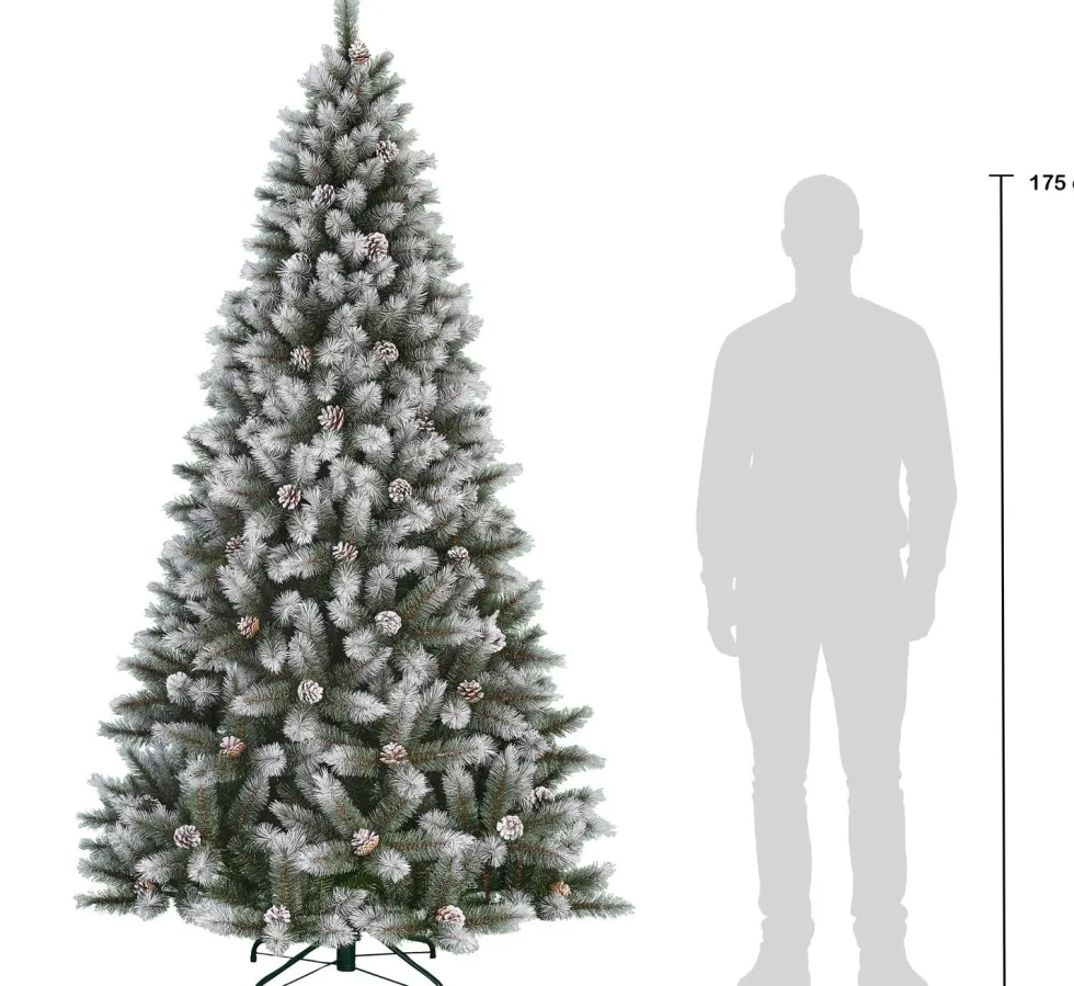 Black Box kunstkerstboom Pittsfield besneeuwd met lampjes warm wit D 117 H 215 cm