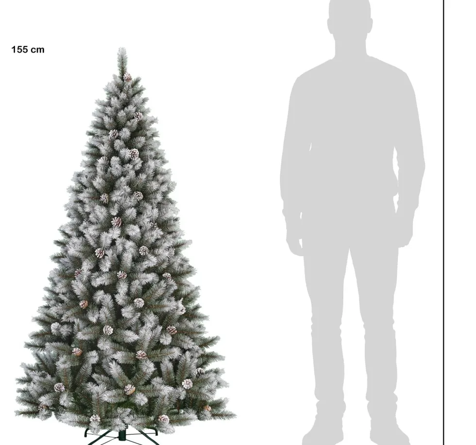 Black Box kunstkerstboom Pittsfield besneeuwd met 120 lampjes warm wit D 86 H 155 cm