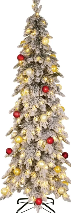 Black Box kunstkerstboom Templeton besneeuwd kerstballen met 200 lampjes warm wit D 88 H 180 cm