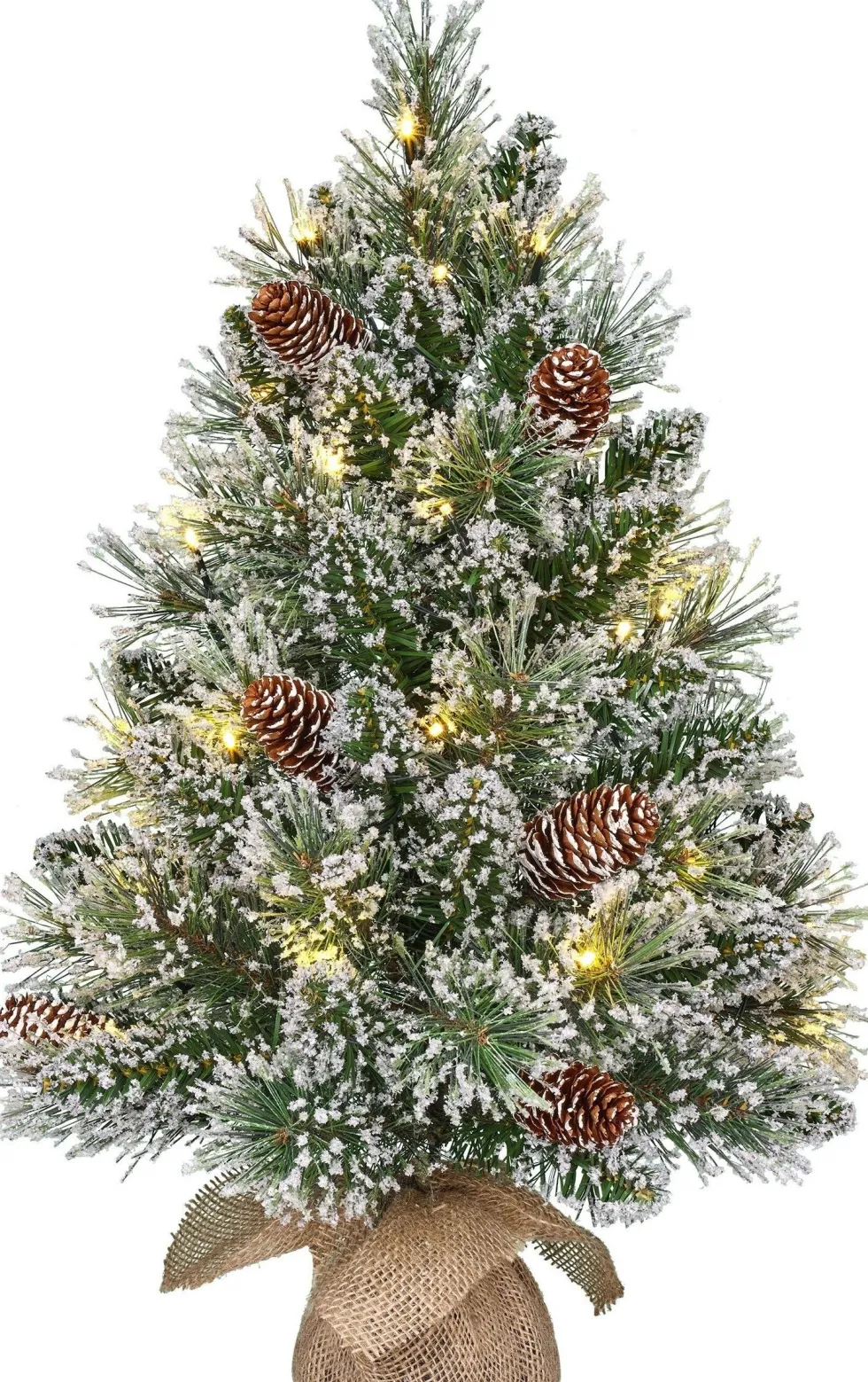 Black Box mini kunstkerstboom Vandans besneeuwd met 20 lampjes warm wit D 36 H 60 cm