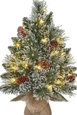 Black Box mini kunstkerstboom Vandans besneeuwd met 20 lampjes warm wit D 30 H 45 cm