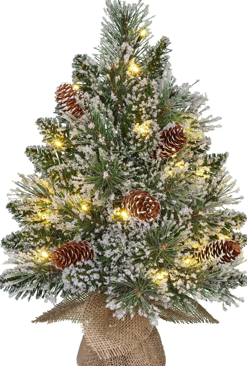 Black Box mini kunstkerstboom Vandans besneeuwd met 20 lampjes warm wit D 30 H 45 cm